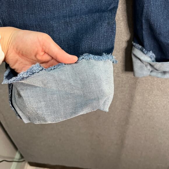 Susan Graver Stretch Denim Girlfriend Jean with Cuff Deep Indigo, Plus Petite 18 - Picture 9 of 10